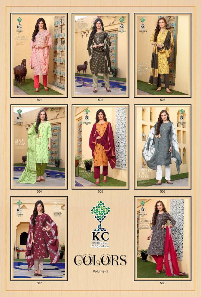 Kc Colors 5 Latest Fancy Designer Ethnic Wear Heavy softsilk printed top with heavy work Readymade Salwar Suit Collection